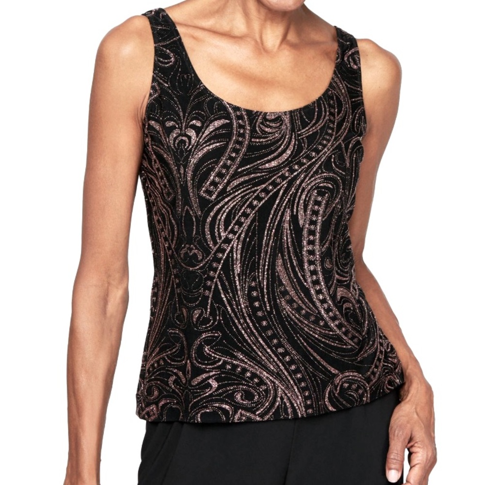 NEW Alex Evenings Black Embellished Formal Jacket & Tank Top Set - Picture 3 of 5